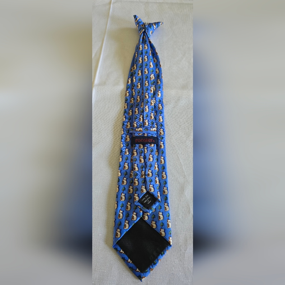 Rooster Brand VINTAGE 100% Silk Clip On Tie Novelty Koala Print Men's Necktie - Picture 4 of 10